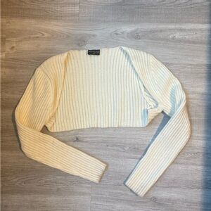 White fox boutique Cream Ribbed Knit bolero